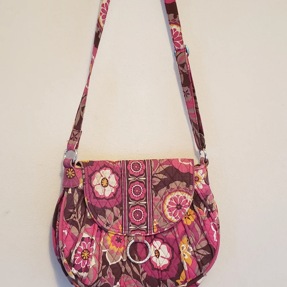Vera Bradley Pink and Brown Floral Shoulder Bag‎